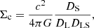 $$ \begin{aligned} \Sigma _{\rm c} = \frac{c^2}{4\pi G}\frac{D_{\rm S}}{D_{\rm L} D_{\rm LS}}, \end{aligned} $$