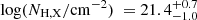 $ {\log (N_{\mathrm{H, X}}/\mathrm{cm}^{-2})}~ = 21.4_{-1.0}^{+0.7} $
