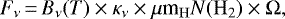 \begin{equation*}F_{\nu}\,{=}\,B_{\nu}(T) \times \kappa_{\nu} \times \mu{\textrm{m}}_{\rm{H}} N(\rm{H}_2)\times \Omega ,\end{equation*}