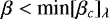 $\beta<\text{min}[\beta_{c}]_{\lambda}$
