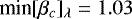$\text{min} [\beta_{c}]_{\lambda} = 1.03$