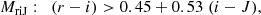 $$ \begin{aligned} M_{\rm riJ}:\; \; (r-i) > 0.45+0.53\; (i-J), \end{aligned} $$