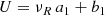 $$ \begin{aligned}&U = \nu _R \,a_1 + b_1\end{aligned} $$