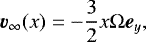 \begin{align*} {\bm v}_{\infty}(x)=-\frac{3}{2}x\Omega\bm{e}_{y},\vspace*{-4pt} \end{align*}