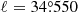 $ \ell = 34{{\overset{\circ}{.}}}550 $