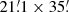 $ 21{{\overset{\prime}{.}}}1\times35{{\overset{\prime}{.}}} $