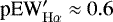 $\textrm{pEW}&#x0027;_{\mathrm{H}\alpha}\approx 0.6\,$