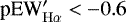 $\textrm{pEW}&#x0027;_{\mathrm{H}\alpha} < -0.6\,$