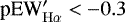 $\textrm{pEW}^{\prime}_{\mathrm{H}\alpha} < -0.3\,$