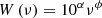 $$ \begin{aligned} W\left(\nu \right)=10^{\alpha }\nu ^{\phi } \end{aligned} $$
