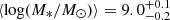 $ \left\langle {\log ({M_*}/{M_ \odot })} \right\rangle = 9.0_{ - 0.2}^{ + 0.1} $