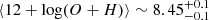 $ \left\langle {12 + \log (O + H)} \right\rangle \sim 8.45_{ - 0.1}^{ + 0.1} $