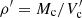$ \rho^{\prime} = M_{\mathrm{c}}/V^{\prime}_{\mathrm{c}} $