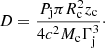 $$ \begin{aligned} D = \frac{P_{\mathrm{j} } \pi R_{\mathrm{c} }^2 z_\mathrm{c} }{4 c^2 M_{\mathrm{c} } \Gamma _{\mathrm{j} }^3}\cdot \end{aligned} $$