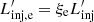 $ L^{\prime}_{\mathrm{inj,e}}=\xi_\mathrm{e} L^{\prime}_\mathrm{inj} $