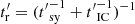 $ t^{\prime}_\mathrm{r} = ({t^{\prime}}_\mathrm{sy}^{-1} + {t^{\prime}}_\mathrm{IC}^{-1})^{-1} $