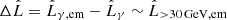 $ \Delta \hat{L} = \hat{L}_{\mathrm{\gamma,em}} - \hat{L}_{\gamma} \sim \hat{L}_{\mathrm{ > 30\,GeV,em}} $
