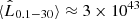 $ \langle \hat{L}_{0.1{-}30} \rangle \approx 3\times 10^{43} $
