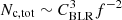 $ N_\mathrm{c,tot} \sim C_\mathrm{BLR}^3 f^{-2} $