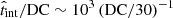 $ \hat{t}_{\mathrm{int}}/\mathrm{DC} \sim 10^3\,(\mathrm{DC}/30)^{-1} $