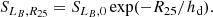 $$ \begin{aligned} S_{L_{B},R_{25}} = S_{L_{B},0} \exp (-R_{25}/h_{\rm d}) . \end{aligned} $$