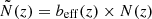 $ \tilde{N}(z)=b_{\mathrm{eff}}(z) \times N(z) $