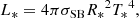 $$ \begin{aligned} {L_*}=4\pi \sigma _{\mathrm{SB} } {R_*}^2 {T_*}^{4}, \end{aligned} $$