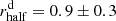 $ r_{\mathrm{half}}^{\mathrm{d}}=0.9 \pm 0.3 $