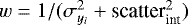 $w=1/(\sigma_{y_i}^2&#x002B;\textrm{scatter}_{\textrm{int}}^2)$