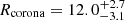$ R_{\mathrm{corona}}=12.0^{+2.7}_{-3.1} $