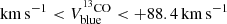 $ {\mathrm{km\,s}}^{-1} < {V}_{\mathrm{blue}}^{^{13}{\mathrm{CO}}} < +88.4\,{\mathrm{km\,s}}^{-1} $