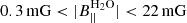 $ 0.3\,\mathrm{mG} < |B_{||}^{\mathrm{H}_2\mathrm{O}}| < 22\,\mathrm{mG} $