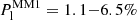 $ P_\mathrm{{l}}^{\mathrm{MM1}}=1.1{-}6.5\% $