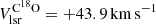 $ V_{{\rm{lsr}}}^{{{\rm{C}}^{{\rm{18}}}}{\rm{O}}} = + 43.9 \, {\rm{km}}\, {{\rm{s}}^{ - 1}} $