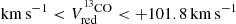 $ {\mathrm{km\,s}}^{-1} < {V}_{\mathrm{red}}^{^{13}{\mathrm{CO}}} < +101.8\,{\mathrm{km\,s}}^{-1} $