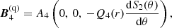 $$ \begin{aligned} {\boldsymbol{B}}_4^\text{(q)}=A_4\left(0,\ 0,\ -Q_4(r)\frac{\mathrm{d} S_2(\theta )}{\mathrm{d} \theta }\right), \end{aligned} $$