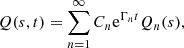 $$ \begin{aligned} Q({s},t)=\sum _{n=1}^\infty C_n\mathrm{e} ^{\Gamma _n t} Q_n({s}), \end{aligned} $$