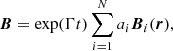 $$ \begin{aligned} {\boldsymbol{B}} = \exp (\Gamma t)\sum ^N_{i=1}a_i {\boldsymbol{B}}_i({\boldsymbol{r}}), \end{aligned} $$