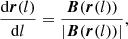 $$ \begin{aligned} \frac{\mathrm{d}\boldsymbol{r}(l)}{\mathrm{d}l} = \frac{\boldsymbol{B}(\boldsymbol{r}(l))}{|\boldsymbol{B}(\boldsymbol{r}(l))|} , \end{aligned} $$