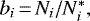 $b_i{\,=\,}N_i/N_i^*,$