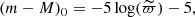 $$ \begin{aligned} (m-M)_0 = -5\log (\widetilde{\varpi })-5, \end{aligned} $$