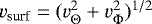 $v_{\textrm{surf}} = (v_{\Theta}^{2} &#x002B; v_{\Phi}^{2})^{1/2}$