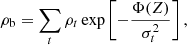 $$ \begin{aligned} \rho _{\rm b} = \sum _{t} \rho _{t}\exp \left[ -\frac{\Phi (Z)}{\sigma _{t}^2} \right], \end{aligned} $$