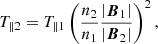 $$ \begin{aligned} T_{\parallel 2} = T_{\parallel 1} \left( \frac{n_{2}}{n_{1}} \frac{\left| {\boldsymbol{B}}_{1} \right|}{\left| {\boldsymbol{B}}_{2} \right|} \right)^{2}, \end{aligned} $$
