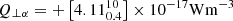 $$ {Q_{ \bot \alpha }}{\rm{ }} = + \left[ {4.11_{0.4}^{10}} \right] \times {10^{ - 17}} {\rm{W}}{{\rm{m}}^{ - 3}} $$