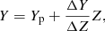 $$ \begin{aligned} Y = Y_{\rm p}+\frac{\Delta Y}{\Delta Z} Z, \end{aligned} $$