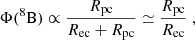 $$ \begin{aligned} \Phi (^8\mathrm{B}) \propto \frac{R_{\rm pc}}{R_{\rm ec}+R_{\rm pc}} \simeq \frac{R_{\rm pc}}{R_{\rm ec}} \; , \end{aligned} $$