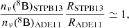 $$ \begin{aligned} \dfrac{n_{\nu }(^8\mathrm{B})_{\rm STPB13}}{n_{\nu }(^8\mathrm{B})_{\rm ADE11}} \dfrac{R_{\rm STPB13}}{R_{\rm ADE11}} \simeq 1 , \end{aligned} $$