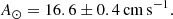 $$ \begin{aligned} A_\odot = 16.6 \pm 0.4 \,\mathrm{cm}\,\mathrm{s}^{-1}. \end{aligned} $$