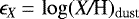 $\epsilon_X {\,=\,} \log (\textit{X/}\textrm{H})_{\textrm{dust}}$